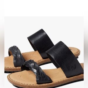 Born Black and Tan Leather Sandals